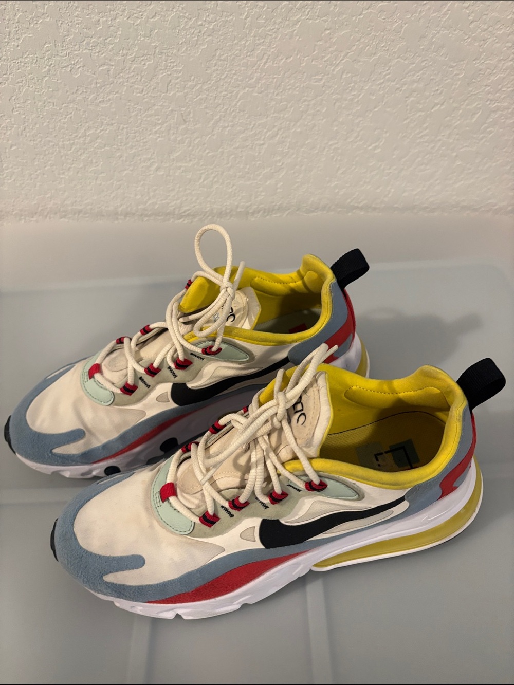Nike Air Max 270 React Bauhaus Sneakers SZ 9.4 White Multicolor Athletic active